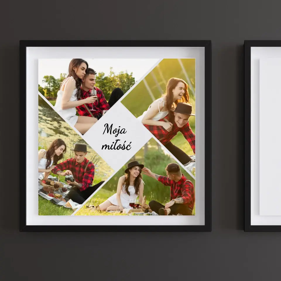 Moja miłość kolaż z napisem - druk na płótnie, spersonalizowany prezent