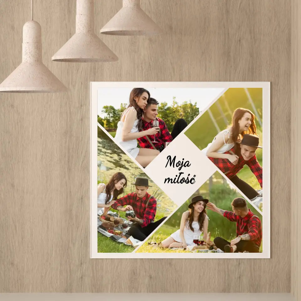 Moja miłość kolaż z napisem - druk na płótnie, spersonalizowany prezent