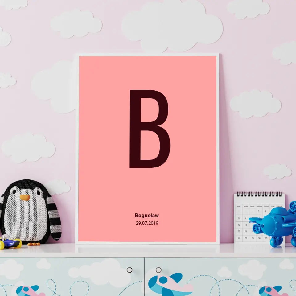 Pierwsza litera imienia - druk na płótnie, personalizowany prezent