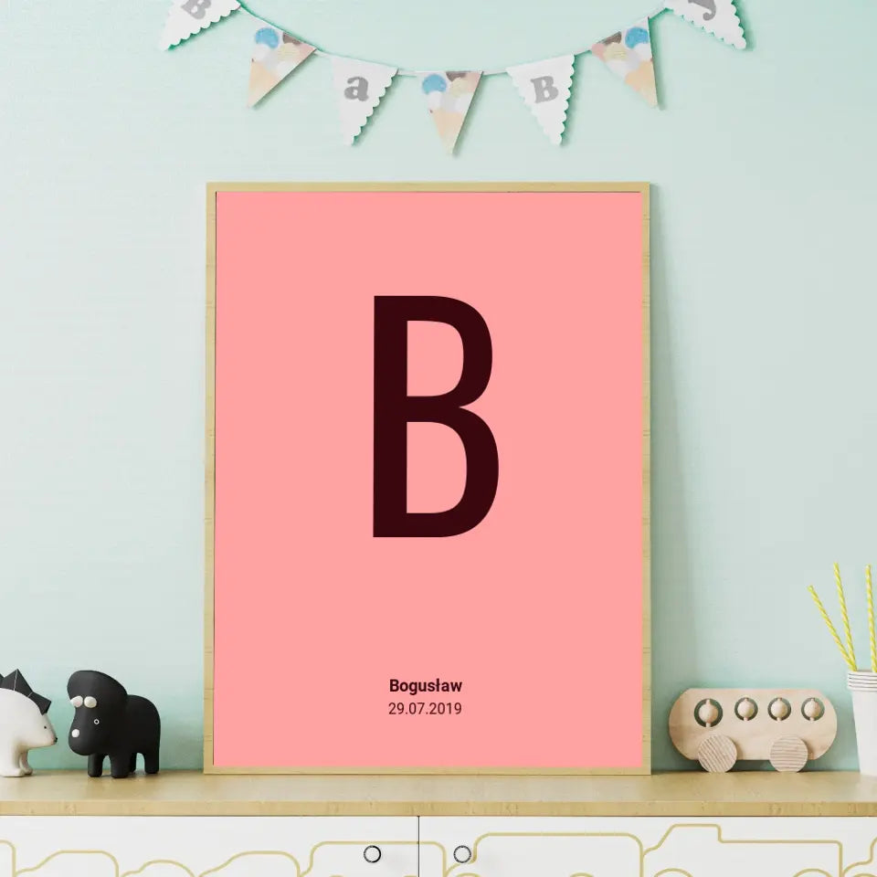 Pierwsza litera imienia - druk na płótnie, personalizowany prezent