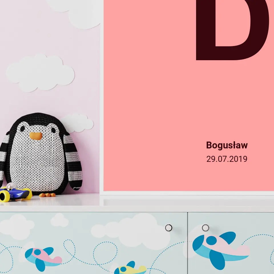 Pierwsza litera imienia - druk na płótnie, personalizowany prezent