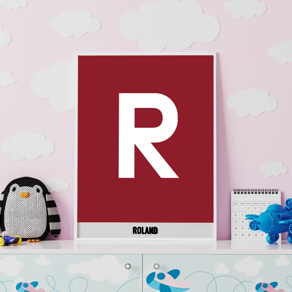 Pierwsza litera imienia - druk na płótnie, spersonalizowany prezent