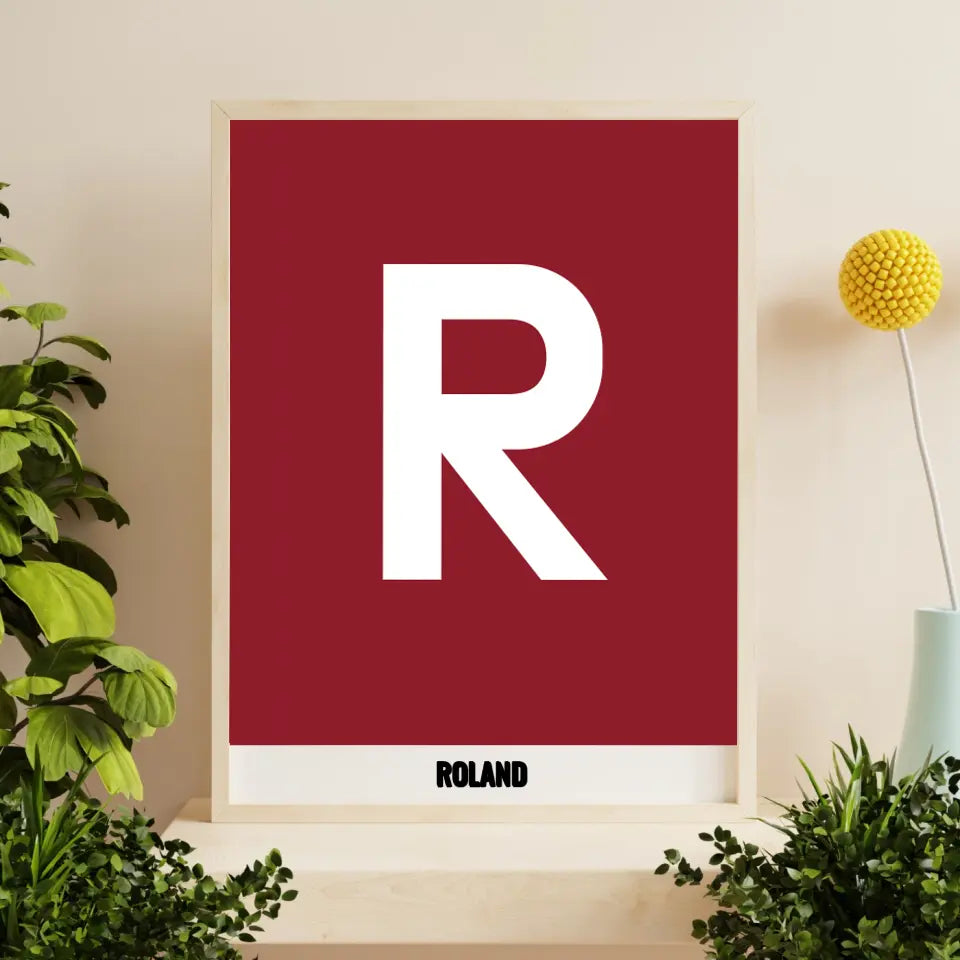 Pierwsza litera imienia - druk na płótnie, spersonalizowany prezent