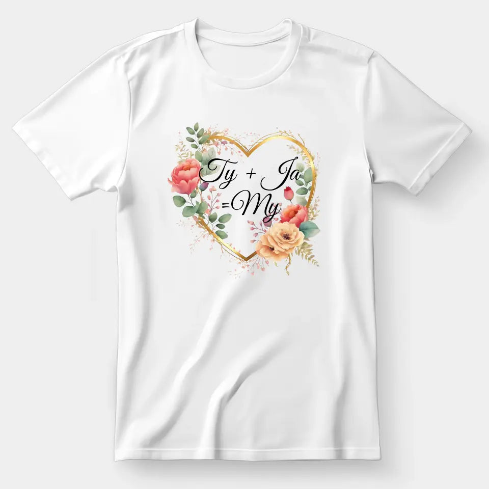Podpisane kwiatowe serce - koszulka, wyjątkowy prezent