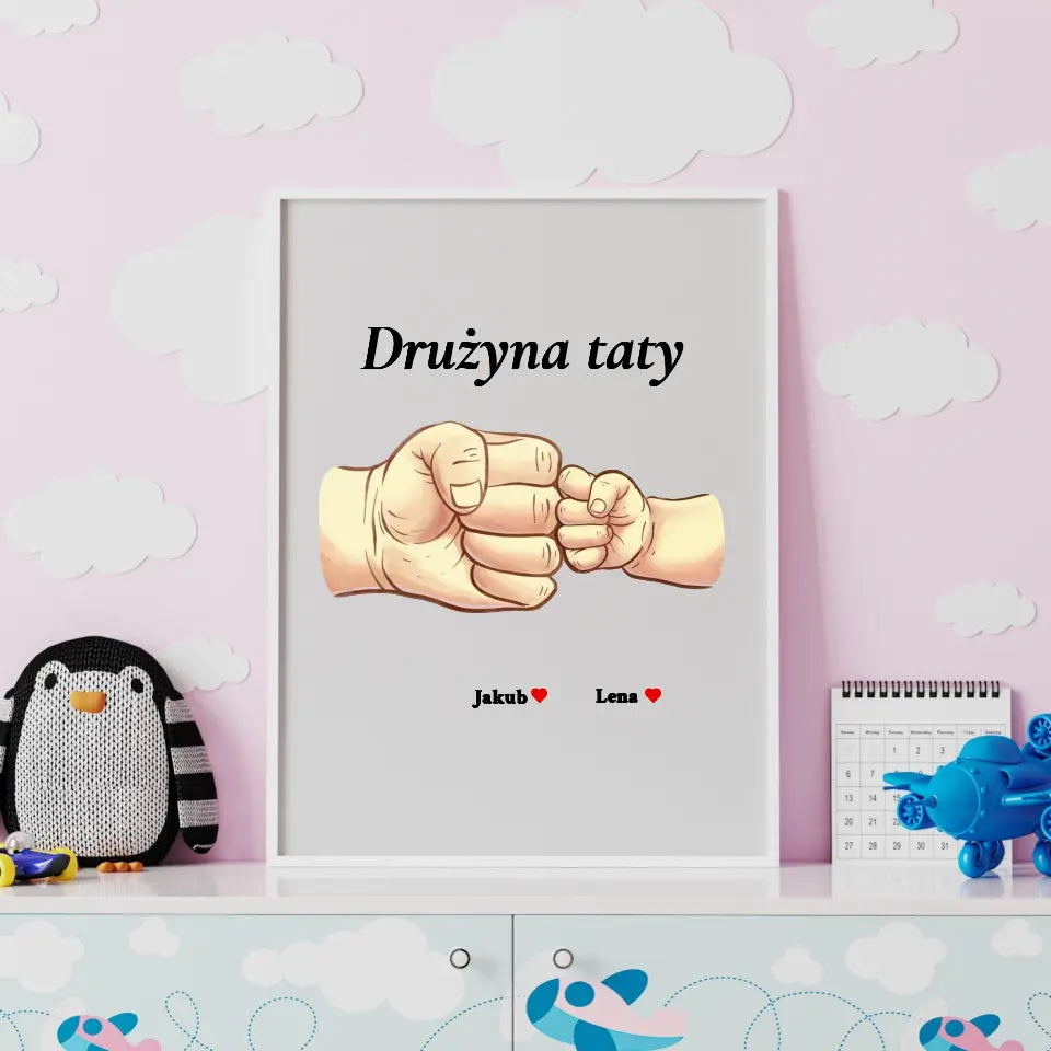 Drużyna taty - druk na płótnie, spersonalizowany prezent dla taty