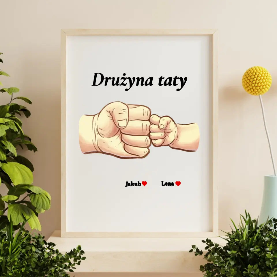 Drużyna taty - druk na płótnie, spersonalizowany prezent dla taty
