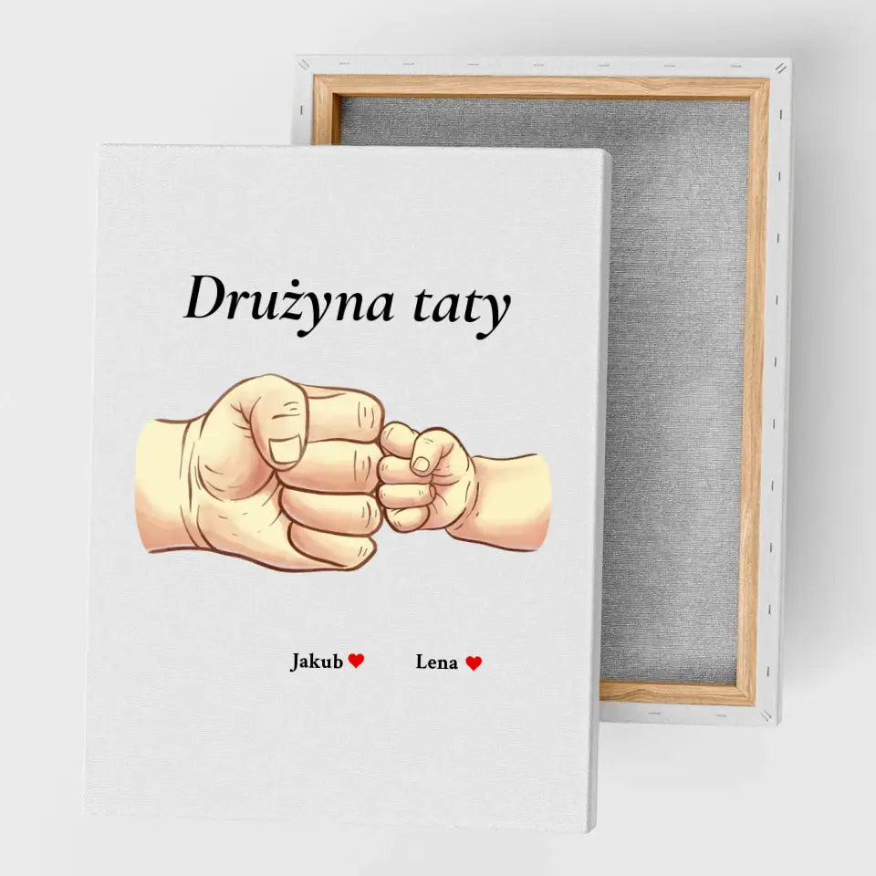 Drużyna taty - druk na płótnie, spersonalizowany prezent dla taty