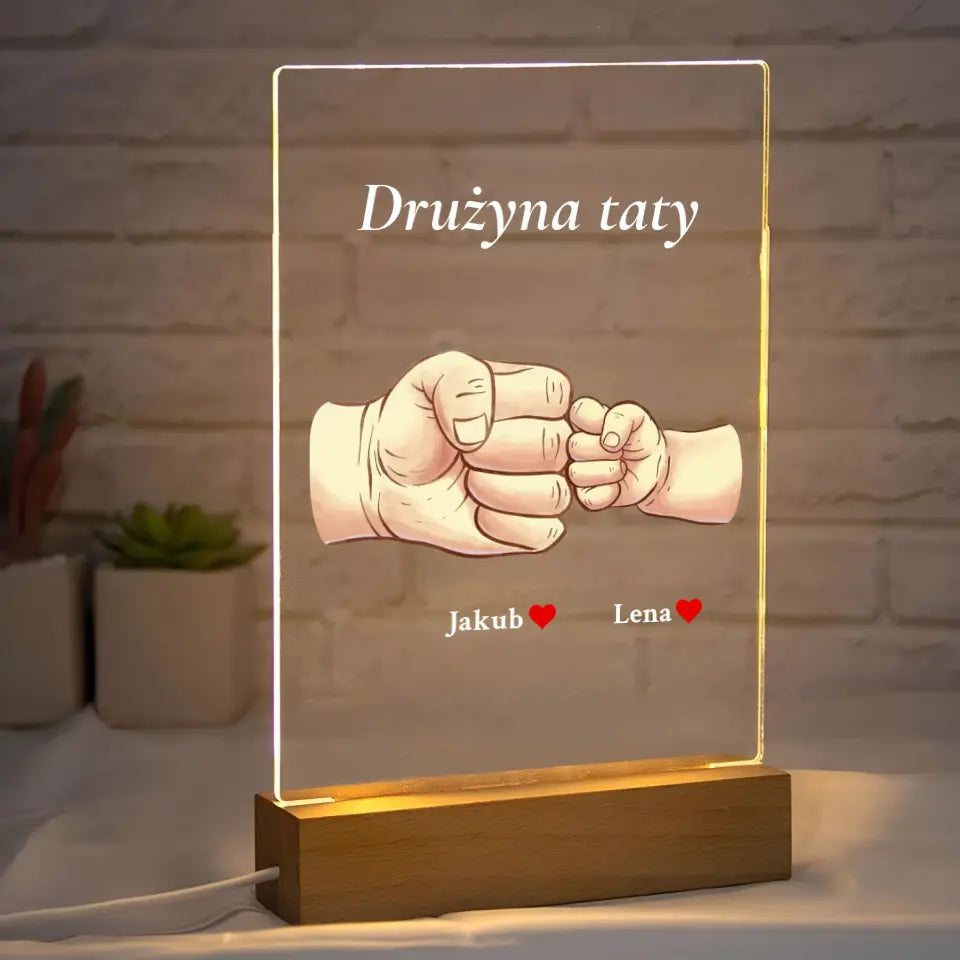 Drużyna taty - Druk na szkle, spersonalizowany prezent dla taty