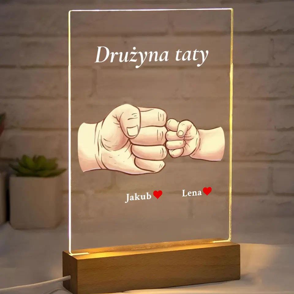 Drużyna taty - Druk na szkle, spersonalizowany prezent dla taty