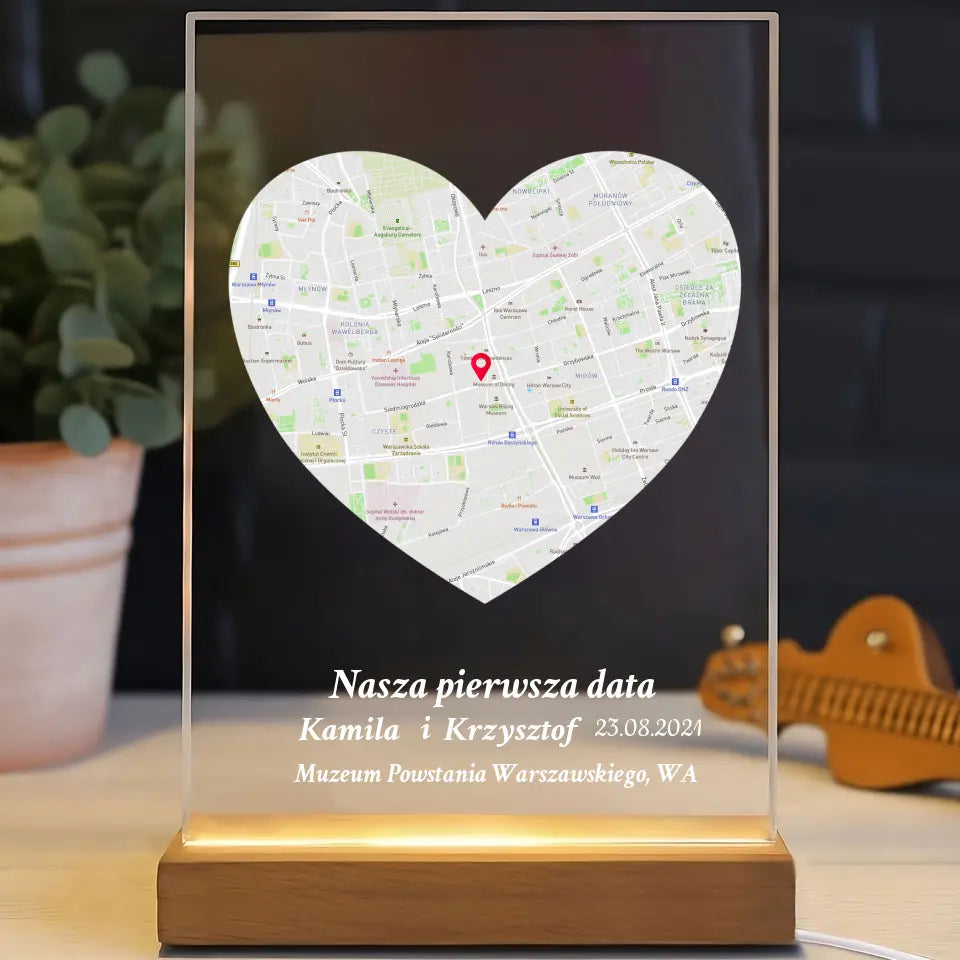 Nasza pierwsza randka (Serce) - Druk na szkle dla pary
