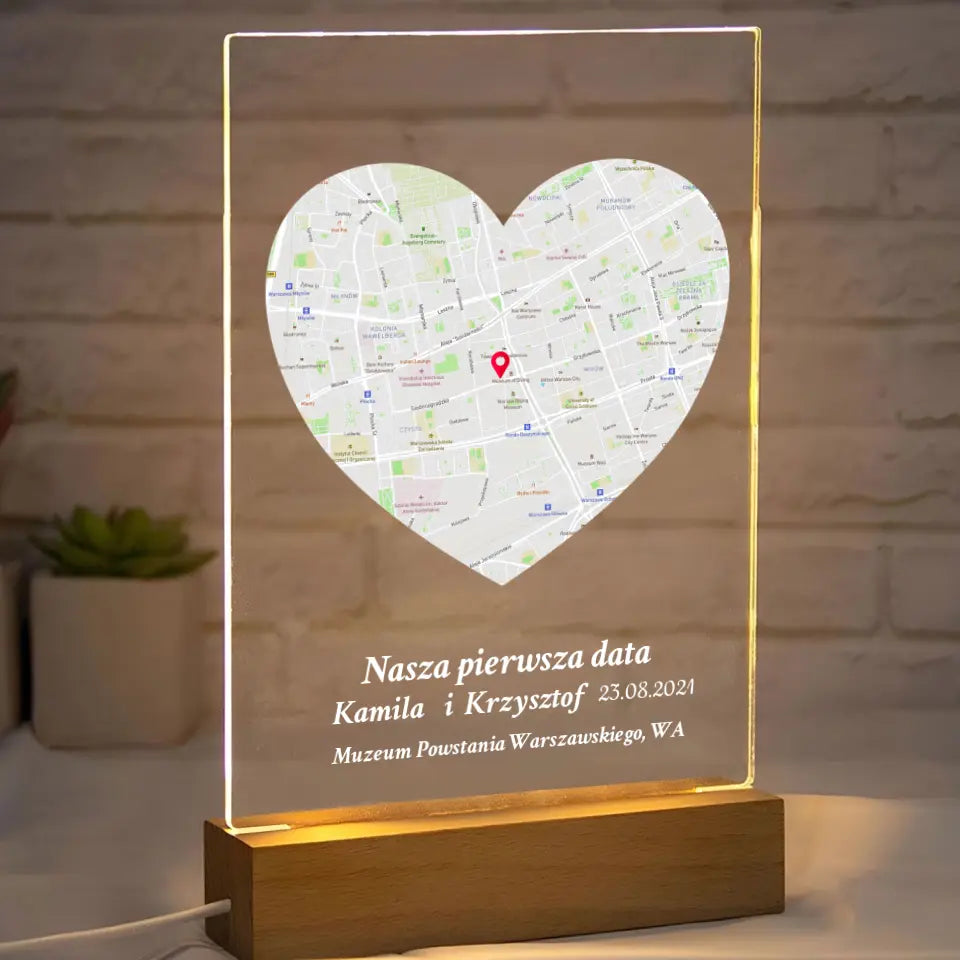 Nasza pierwsza randka (Serce) - Druk na szkle dla pary
