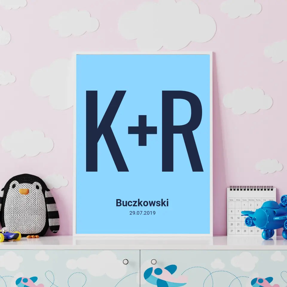 Nasz związek "Pierwsze litery imion"- druk na płótnie, spersonalizowany prezent dla pary