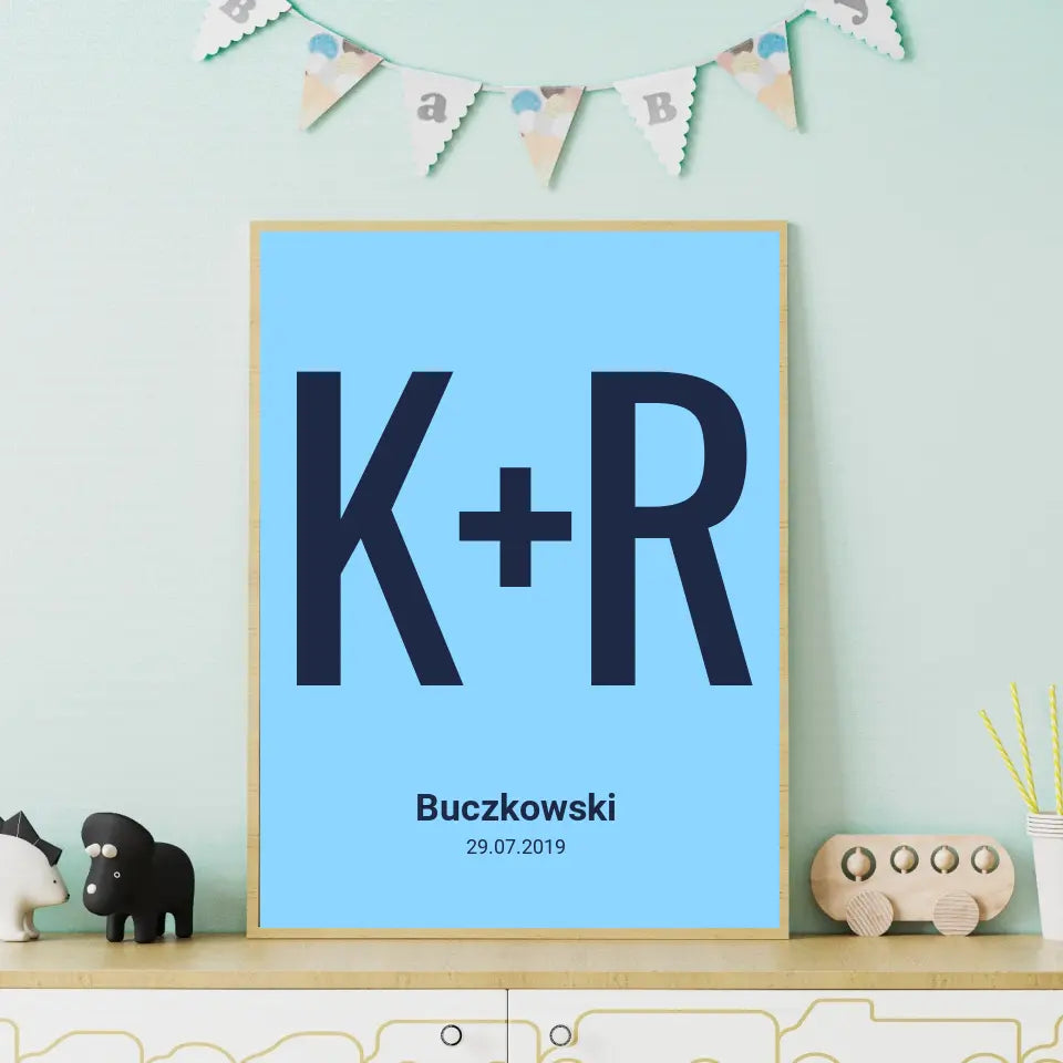 Nasz związek "Pierwsze litery imion"- druk na płótnie, spersonalizowany prezent dla pary