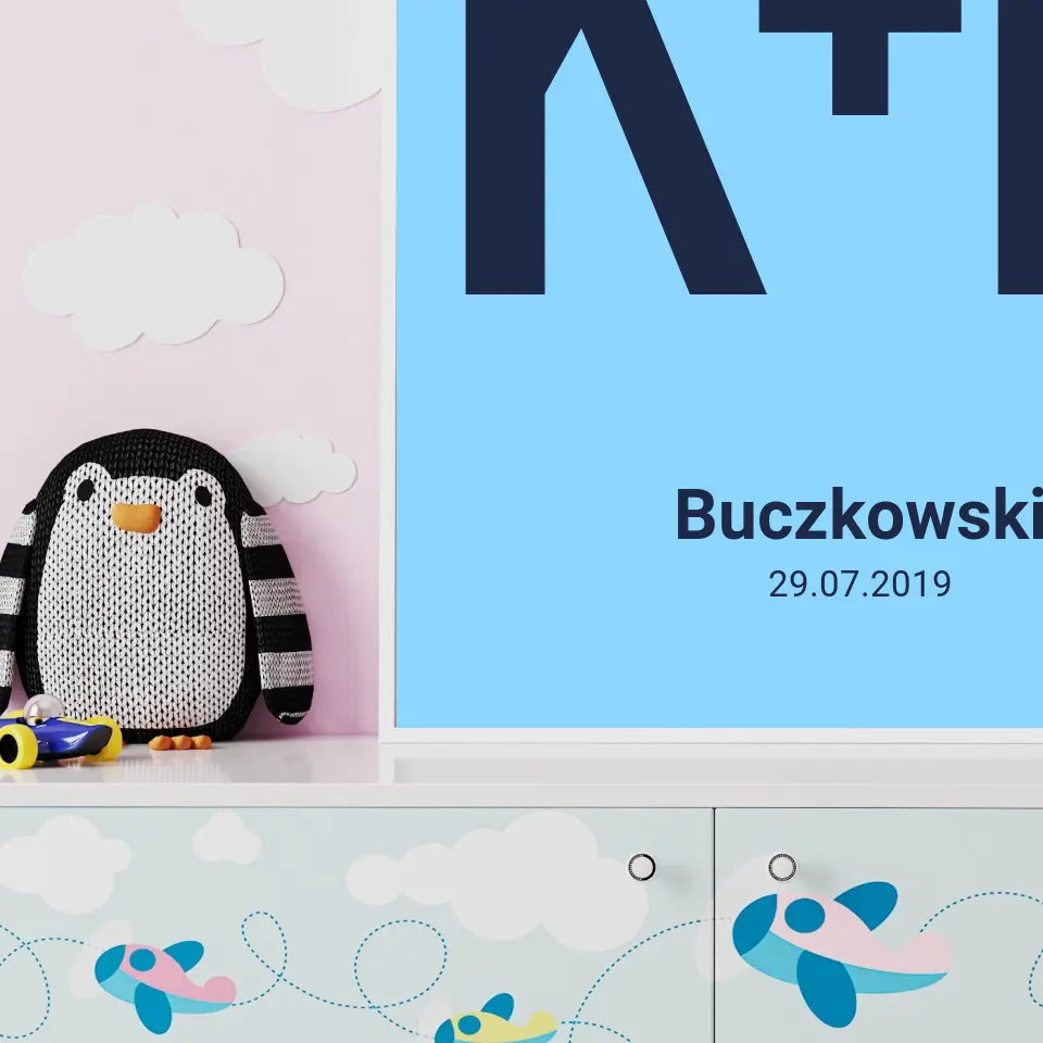 Nasz związek "Pierwsze litery imion"- druk na płótnie, spersonalizowany prezent dla pary