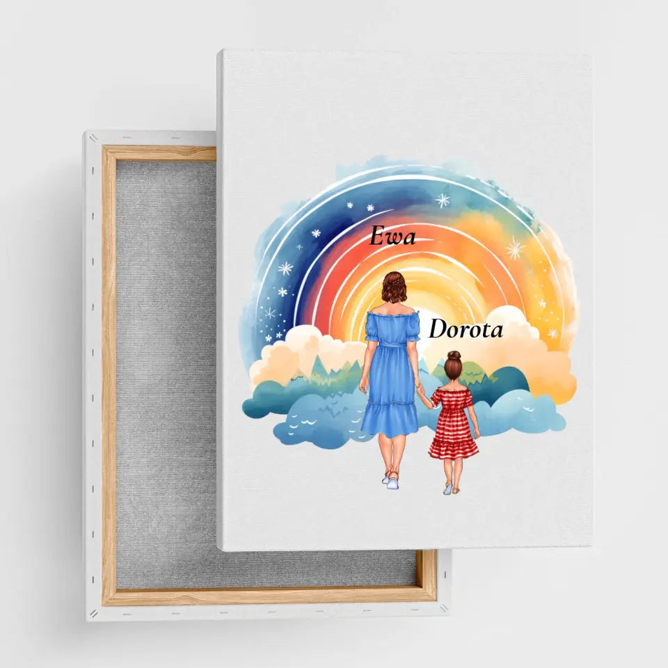 Mama i córki 2-4 osób - druk na płótnie, spersonalizowany prezent dla mamy