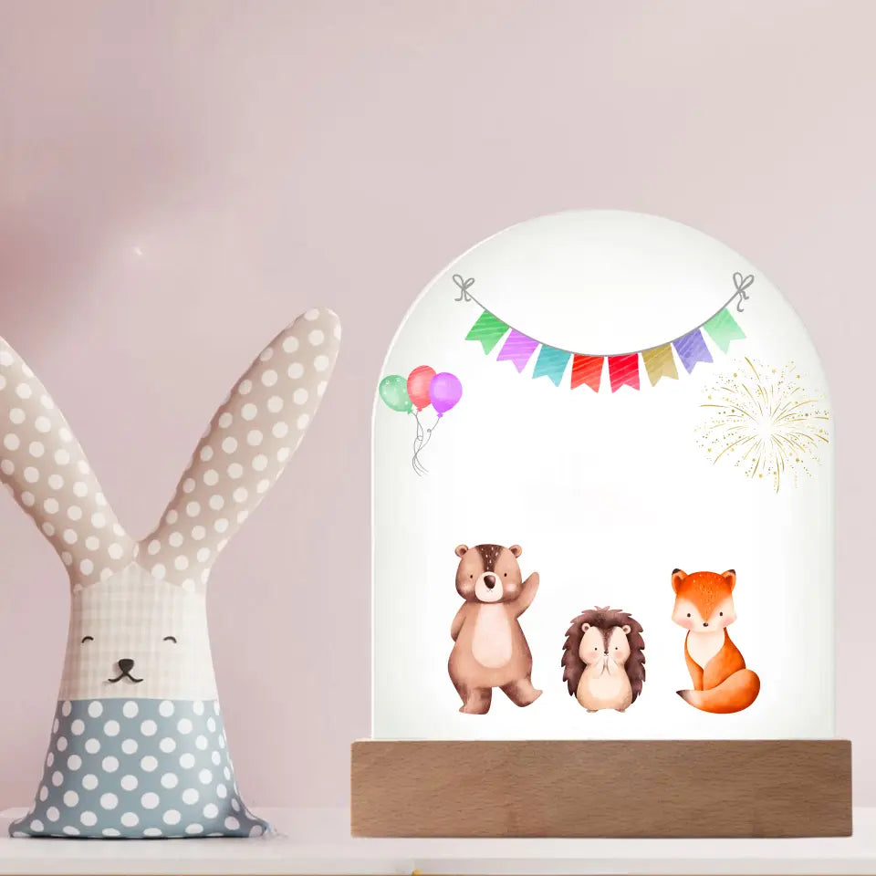 Lampka nocna dla dziecka - Życzenia urodzinowe od zwierząt