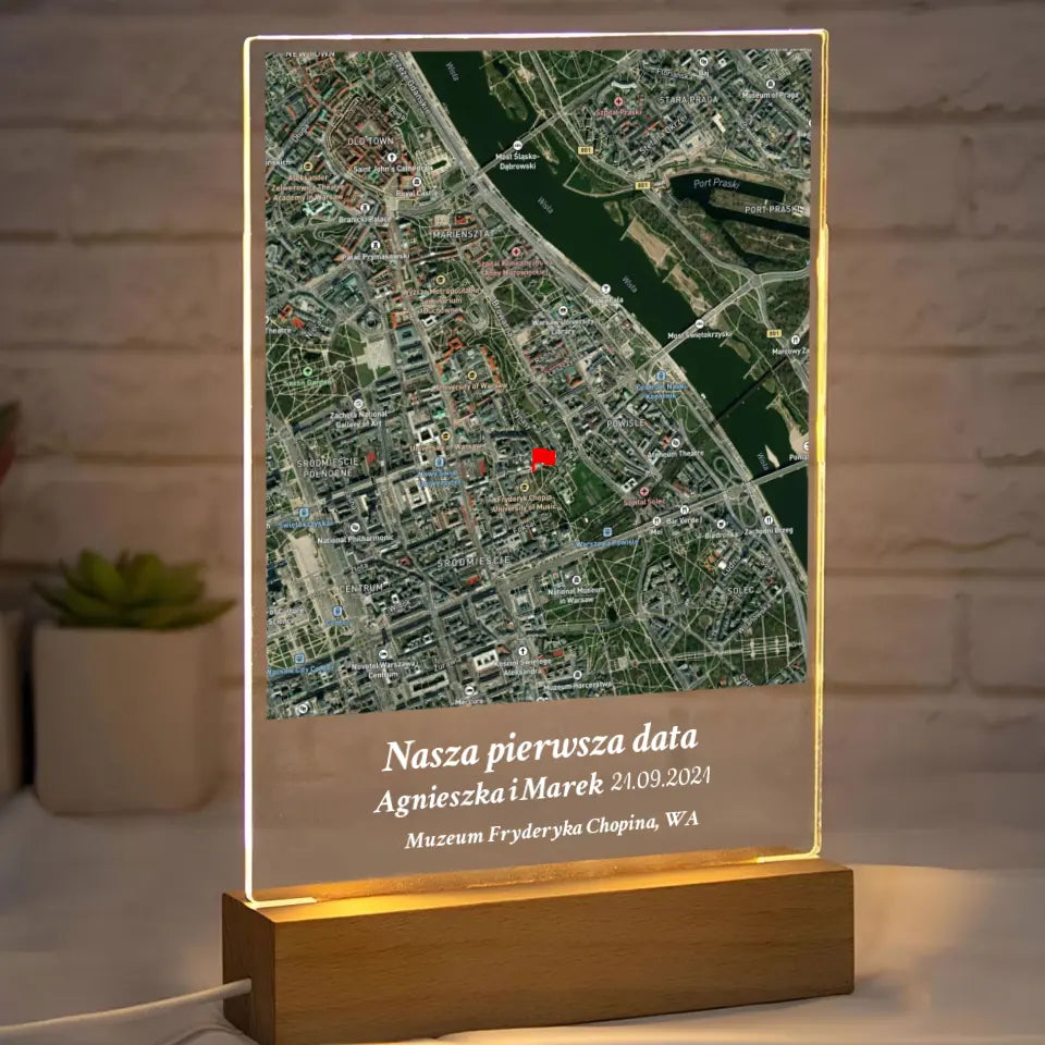 Nasza pierwsza randka (Prostokąt) - Druk na szkle dla pary