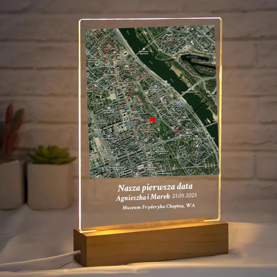 Nasza pierwsza randka (Prostokąt) - Druk na szkle dla pary