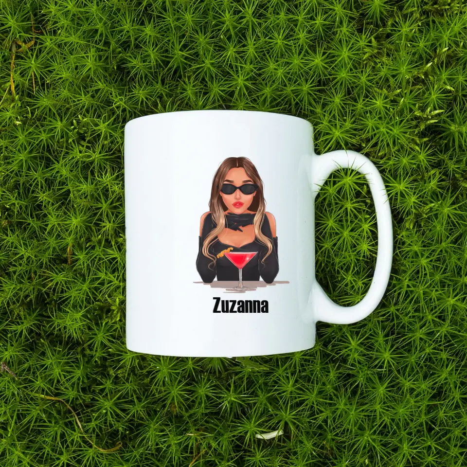 Modna dziewczyna z koktajlem - Kubek dla dziewczyny, przyjaciółki