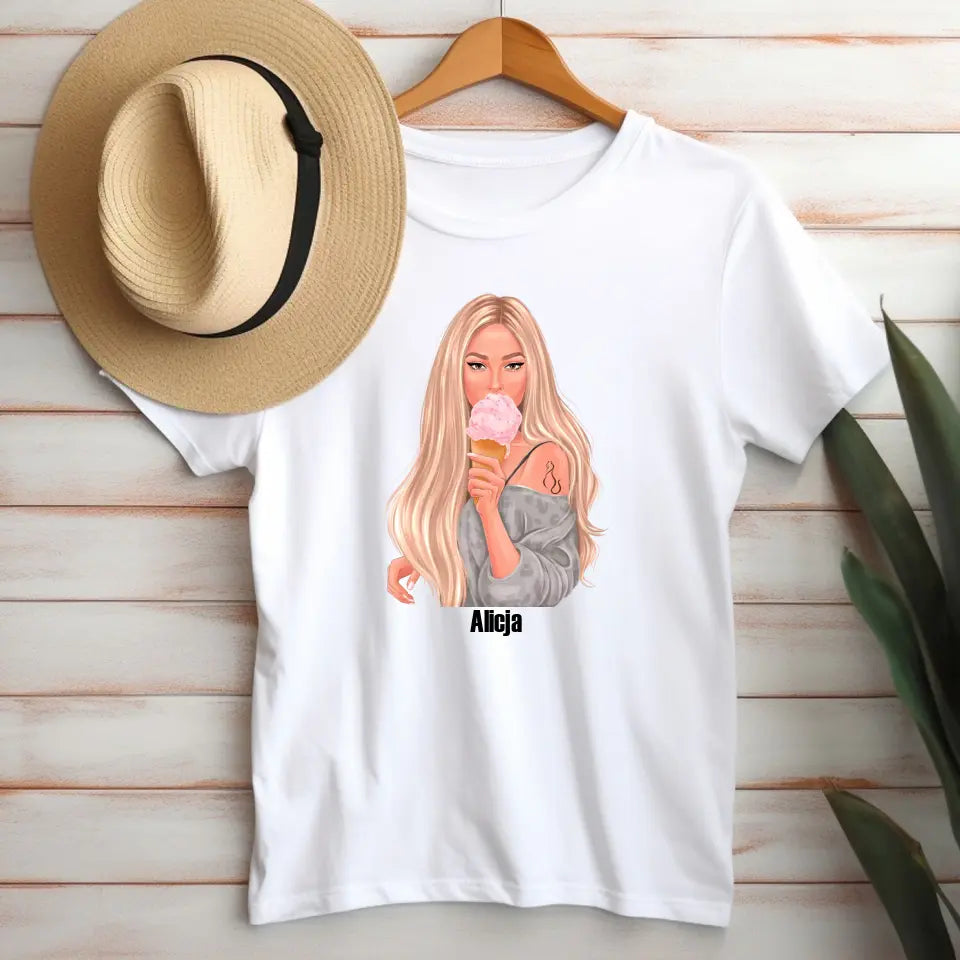 Dziewczyna z lodami - koszulka, wyjątkowy prezent dla dziewczyny, przyjaciółki