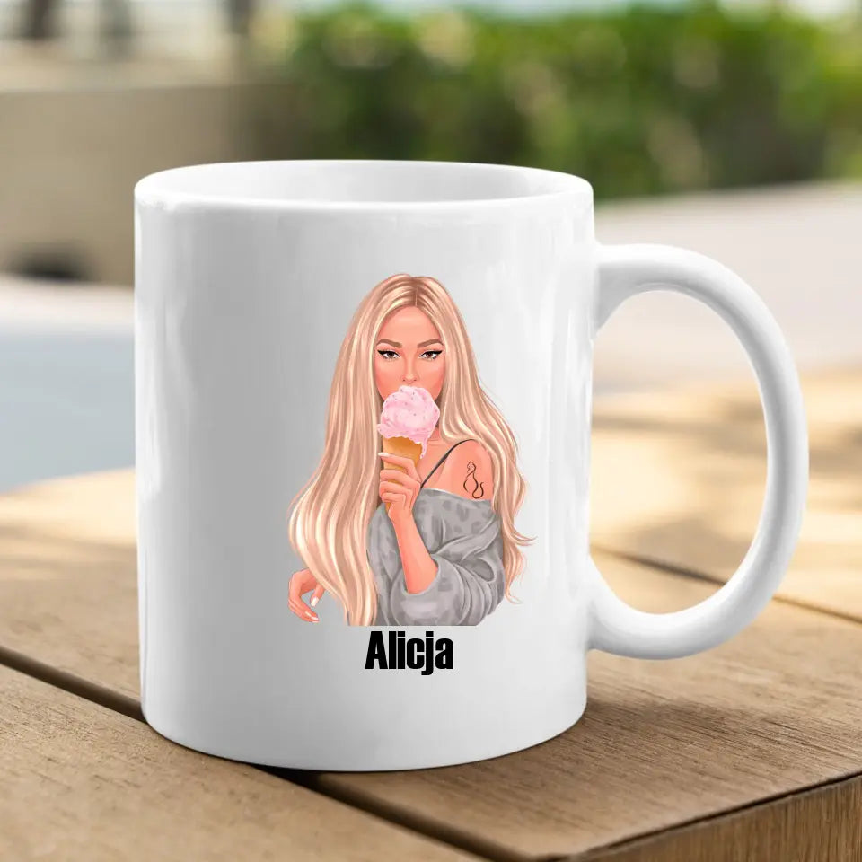 Dziewczyna z lodami - Kubek dla dziewczyny, przyjaciółki