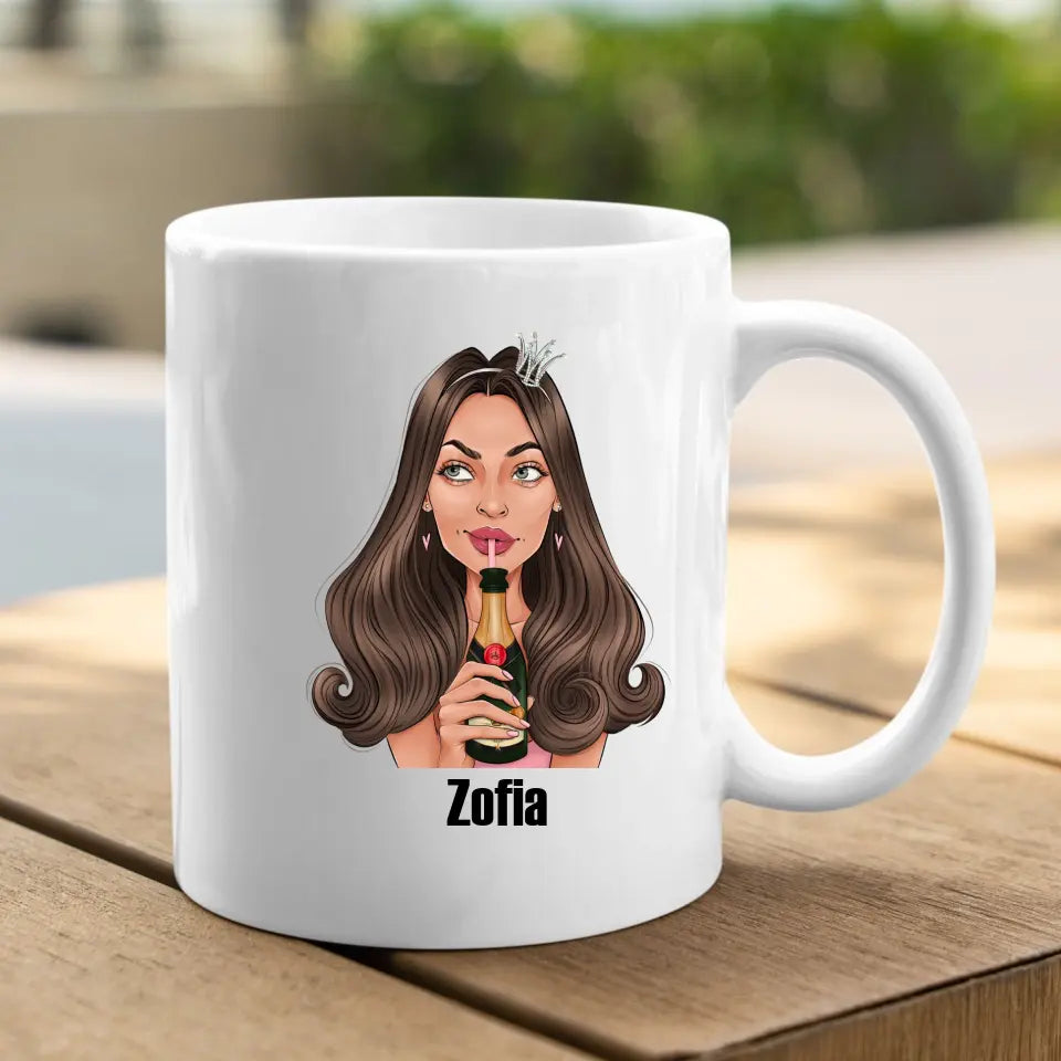 Dziewczyna z szampanem - Kubek dla dziewczyny, przyjaciółki