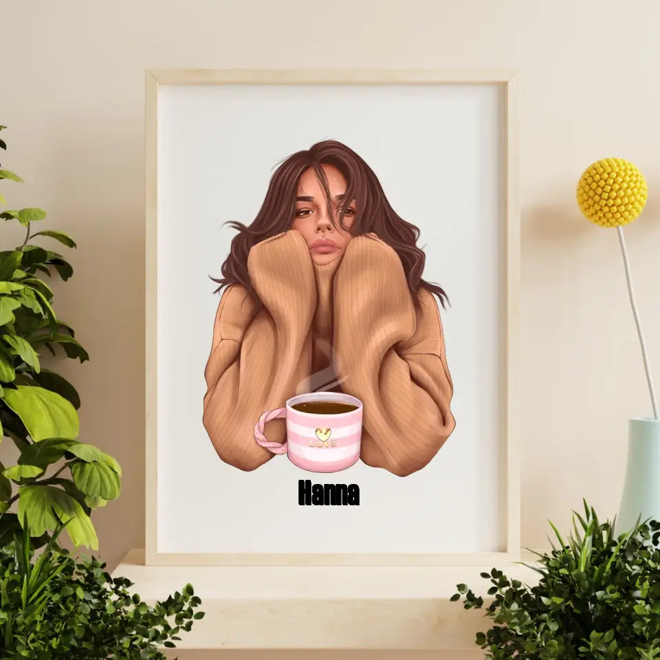 Poranna dziewczyna - druk na płótnie, spersonalizowany prezent dla dziewczyny, przyjaciółki