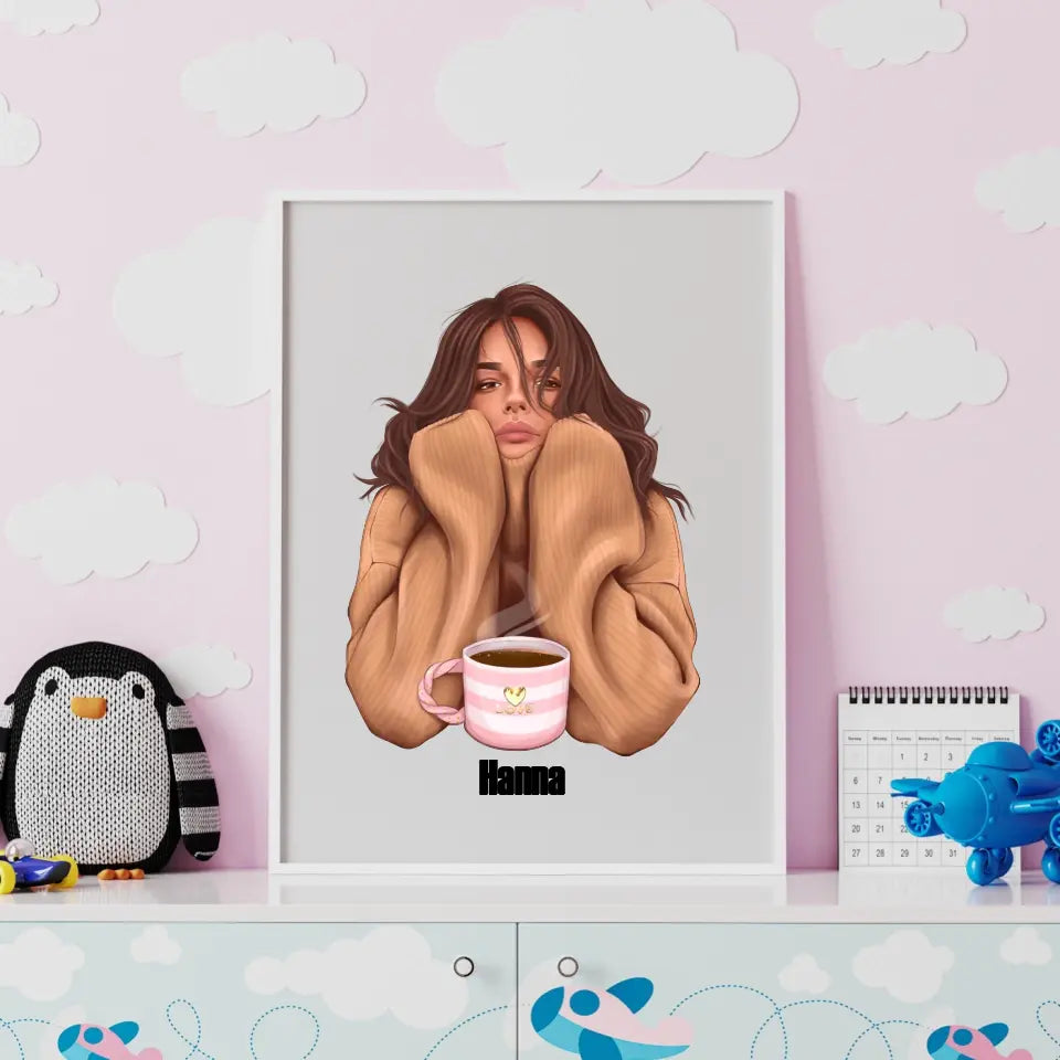 Poranna dziewczyna - druk na płótnie, spersonalizowany prezent dla dziewczyny, przyjaciółki