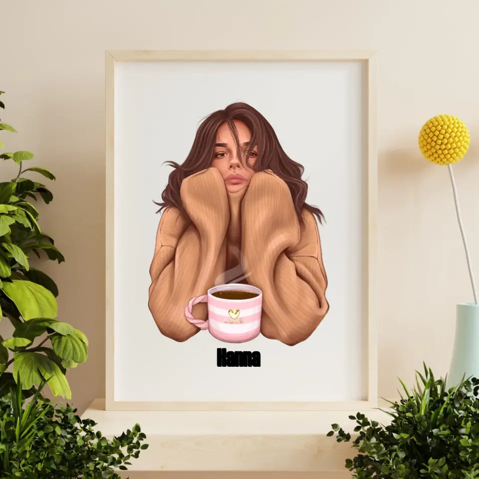 Poranna dziewczyna - druk na płótnie, spersonalizowany prezent dla dziewczyny, przyjaciółki