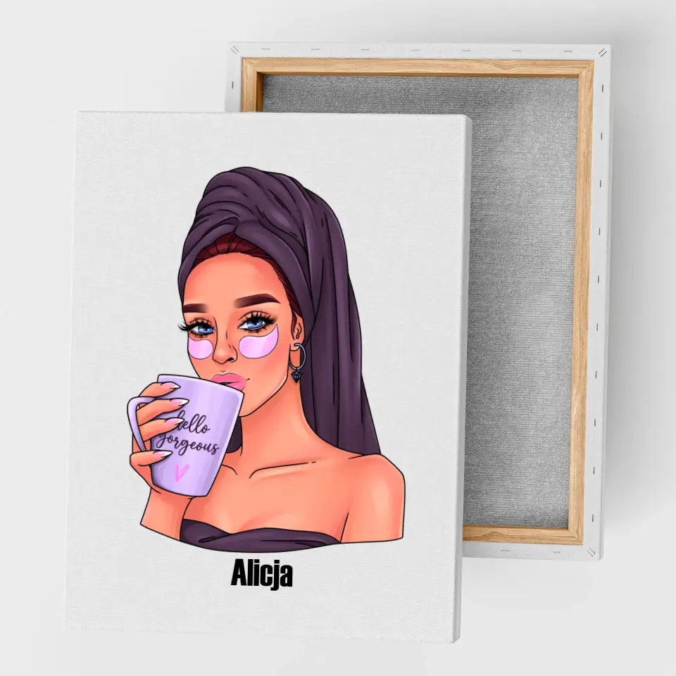 Dziewczyna w ręczniku - druk na płótnie, spersonalizowany prezent dla dziewczyny, przyjaciółki