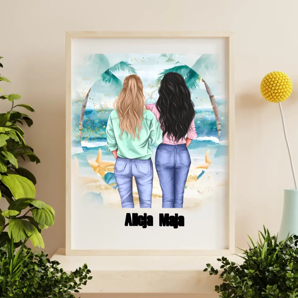 Płótno z imionami dla przyjaciółek - druk na płótnie, spersonalizowany prezent dla przyjaciółek