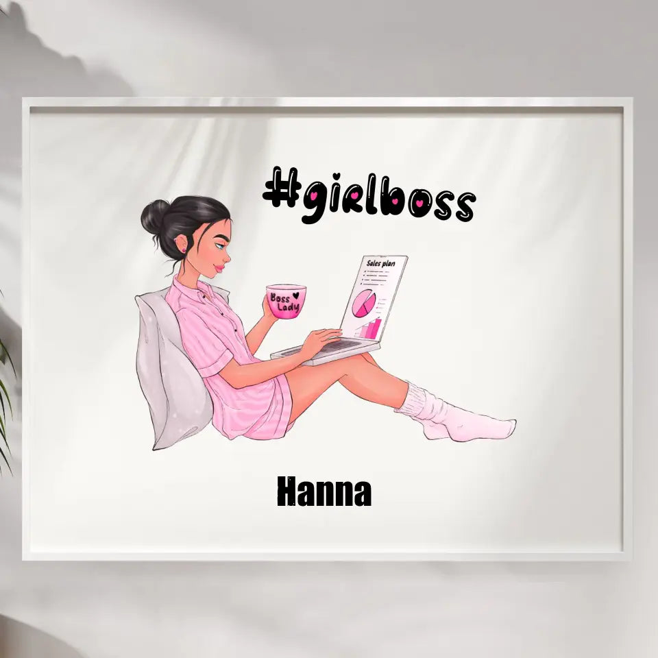 Girl Boss - druk na płótnie, spersonalizowany prezent dla dziewczyny, przyjaciółki, dziewczyny szefa