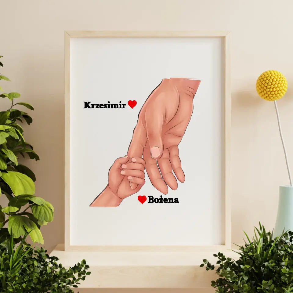 Ręce taty i dziecka - druk na płótnie, spersonalizowany prezent dla taty