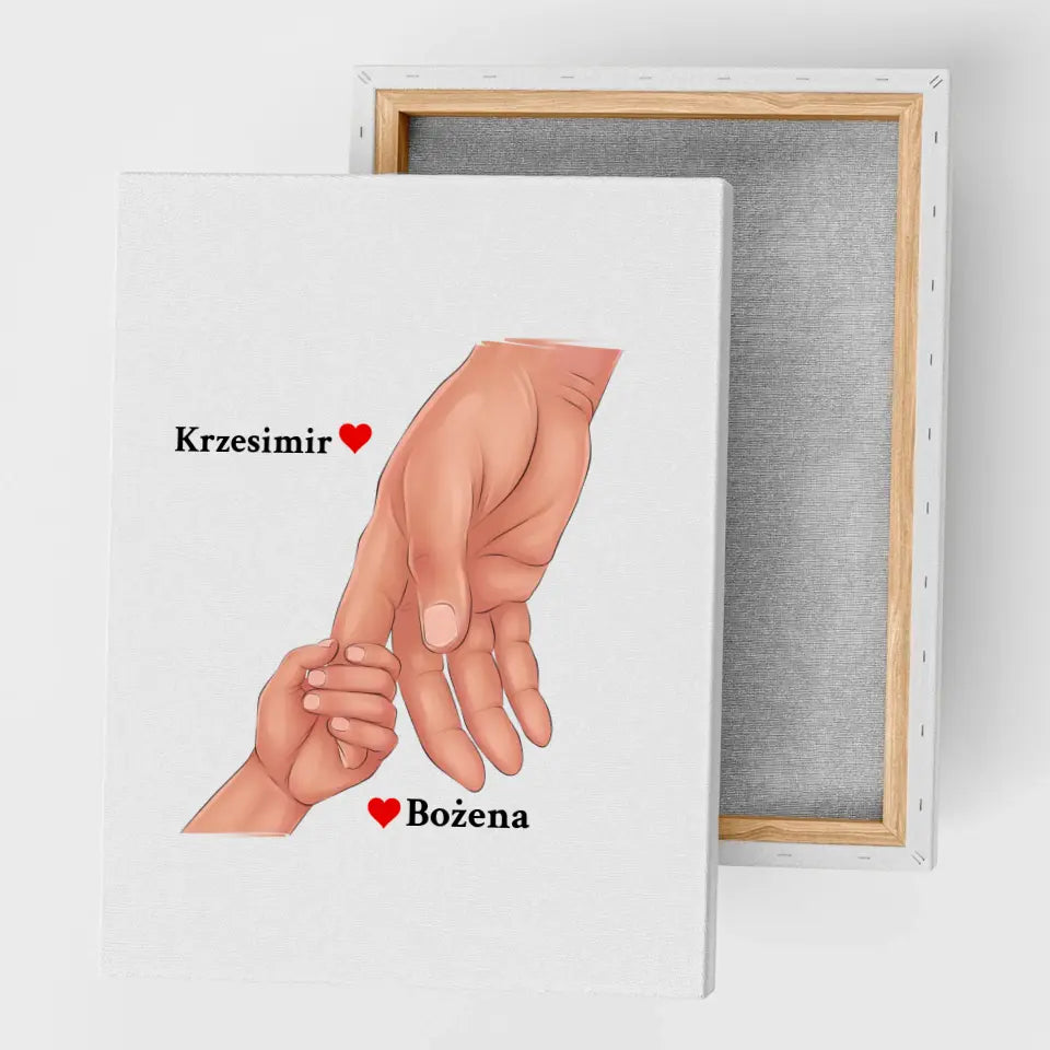 Ręce taty i dziecka - druk na płótnie, spersonalizowany prezent dla taty