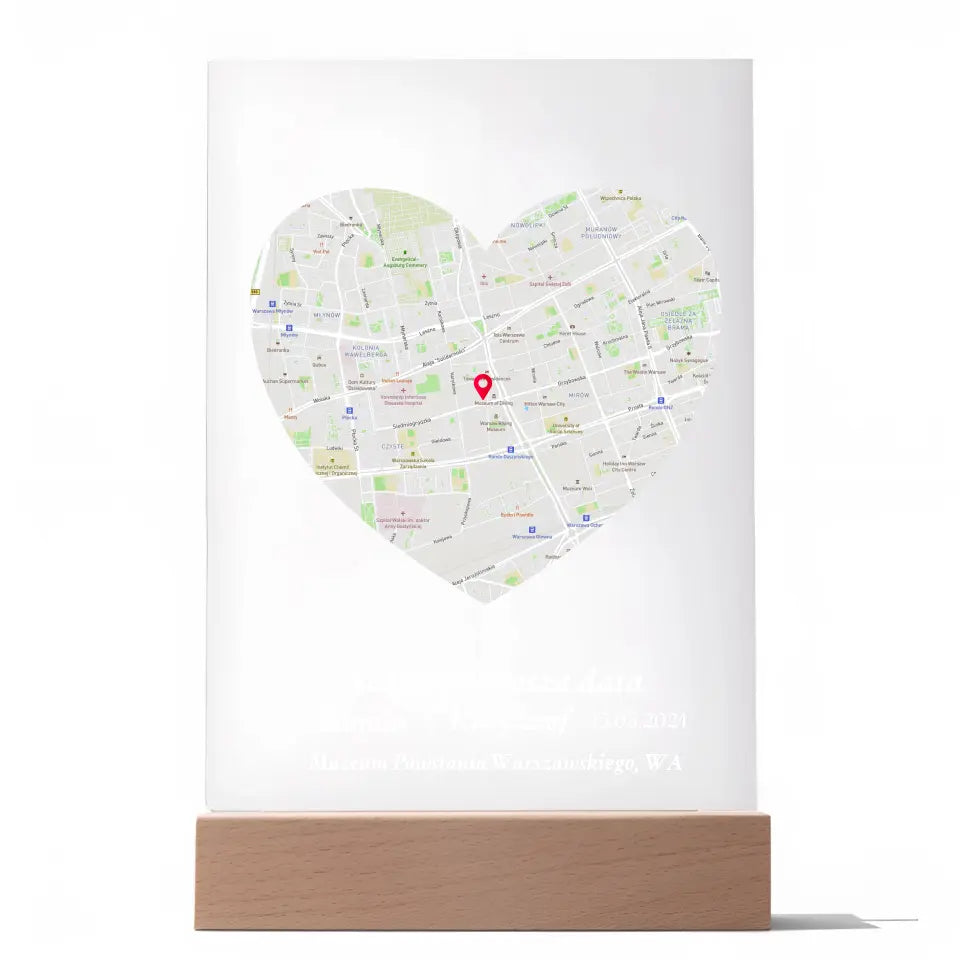 Nasza pierwsza randka (Serce) - Druk na szkle dla pary