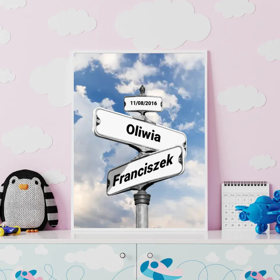 Nasza pierwsza randka (znak) - druk na płótnie, spersonalizowany prezent dla pary