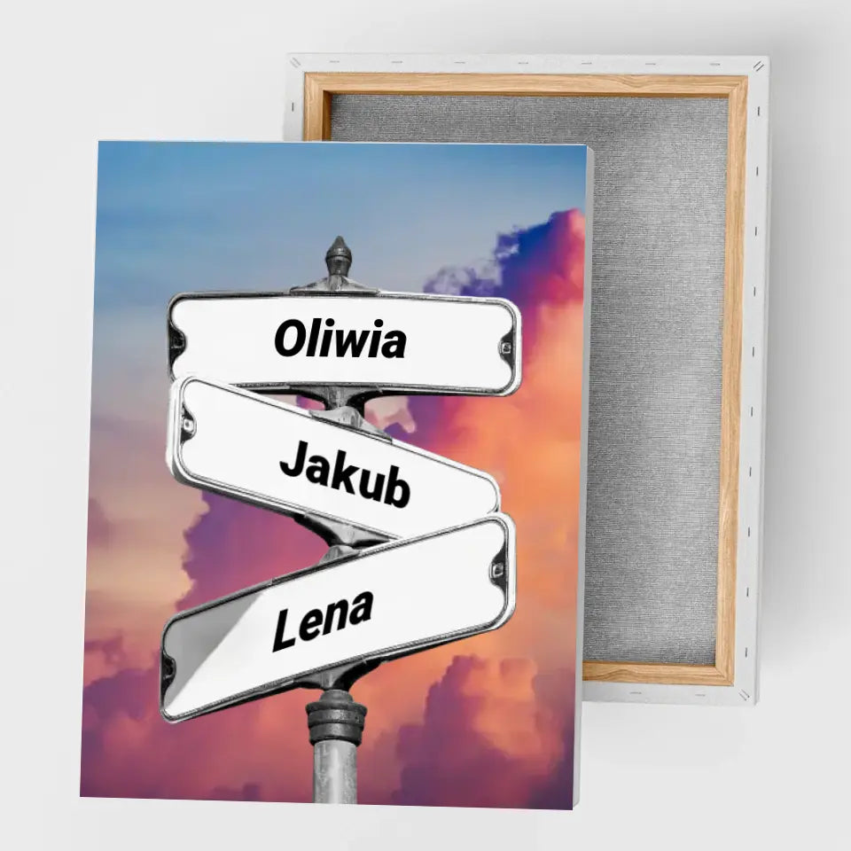 Rodzina (znak drogowy) #1 - druk na płótnie, spersonalizowany prezent dla rodziny