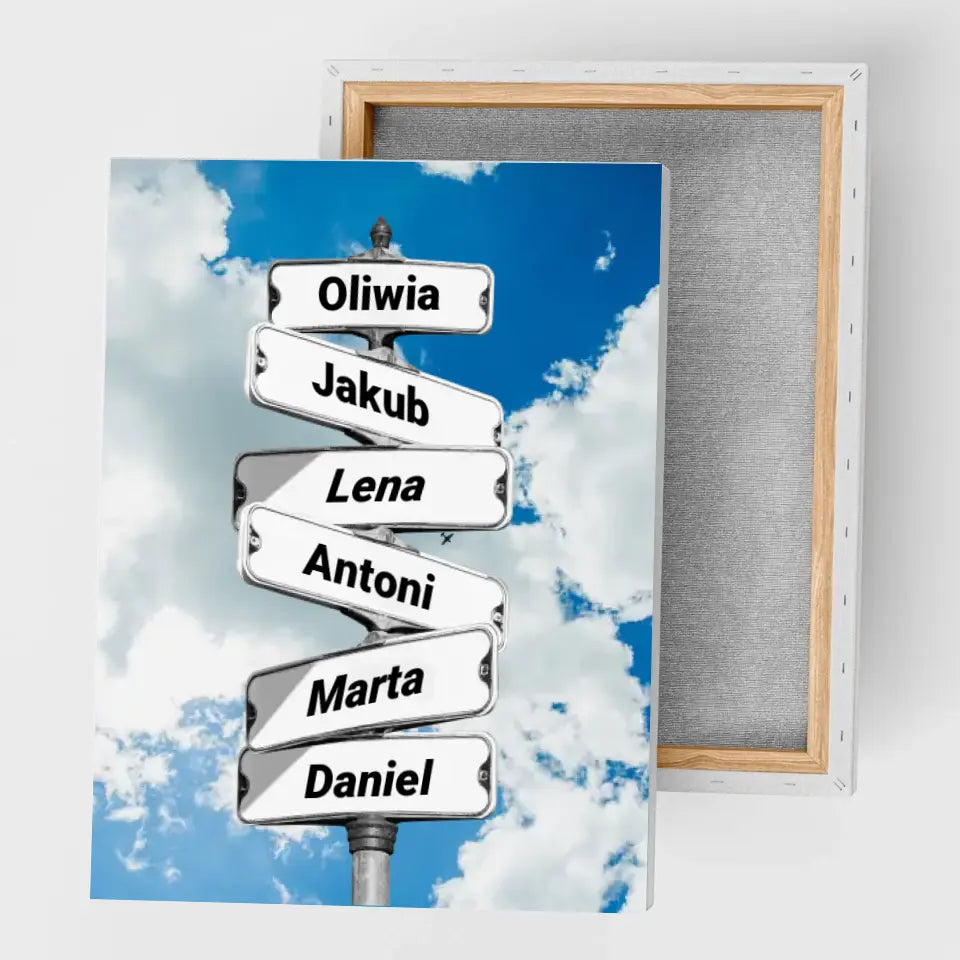 Rodzina (znak drogowy) #4 - druk na płótnie, spersonalizowany prezent dla rodziny