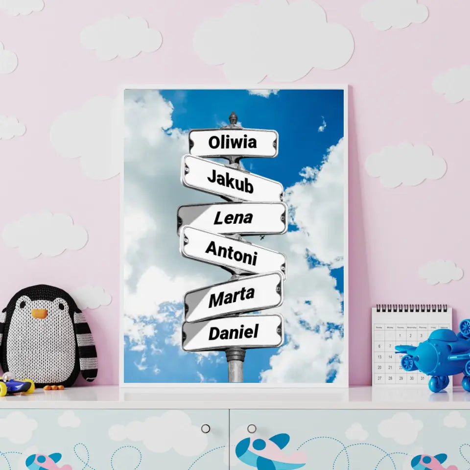 Rodzina (znak drogowy) #4 - druk na płótnie, spersonalizowany prezent dla rodziny