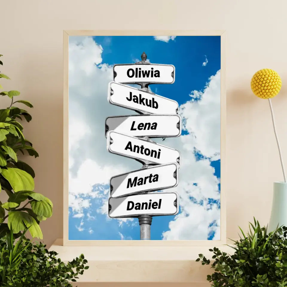 Rodzina (znak drogowy) #4 - druk na płótnie, spersonalizowany prezent dla rodziny