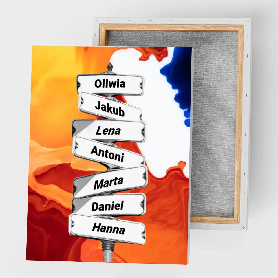 Rodzina (znak drogowy) #5 - druk na płótnie, spersonalizowany prezent dla rodziny