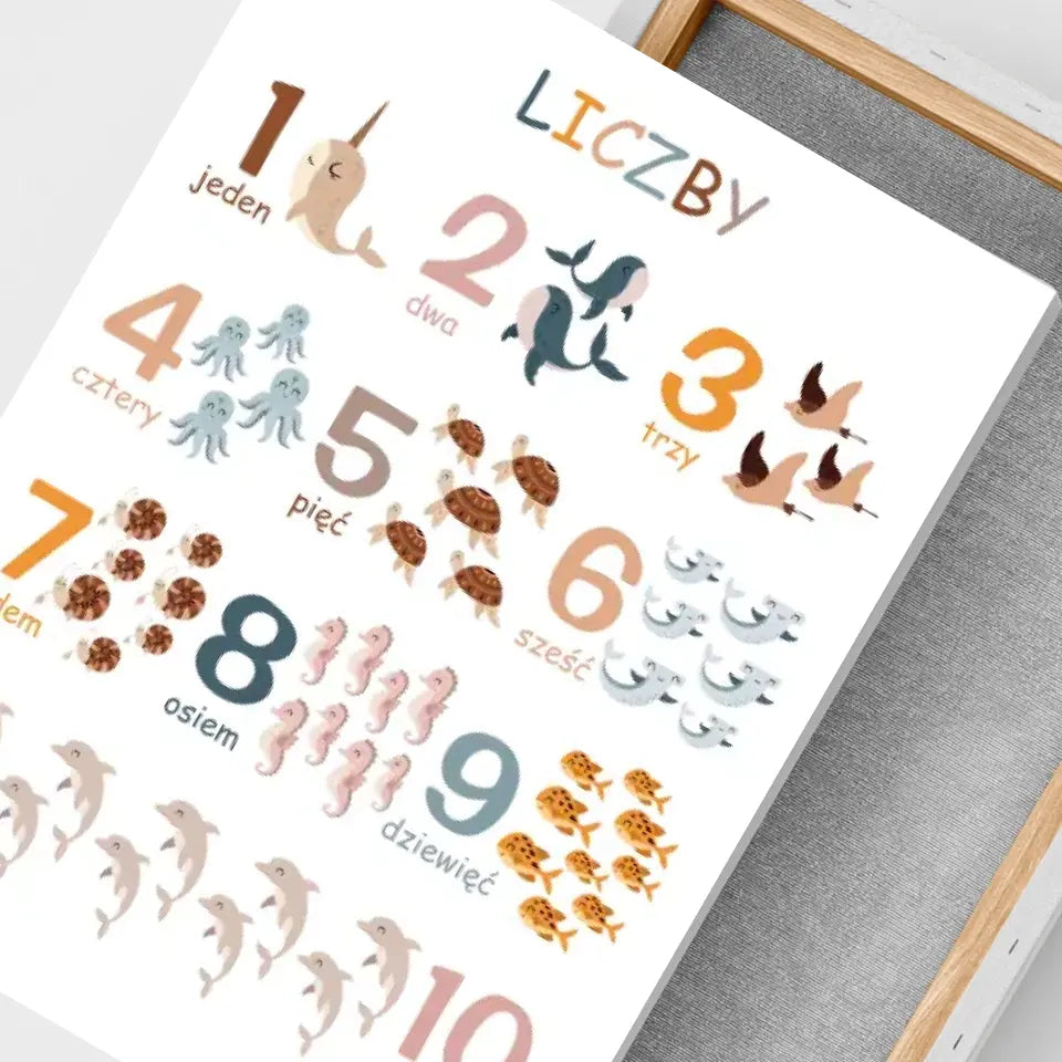 Liczby - druk na płótnie, spersonalizowany prezent dla dziecka