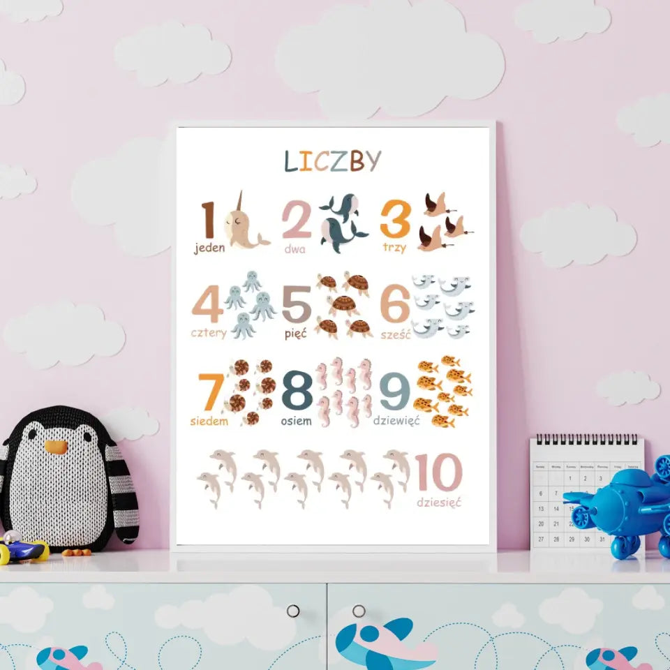 Liczby - druk na płótnie, spersonalizowany prezent dla dziecka