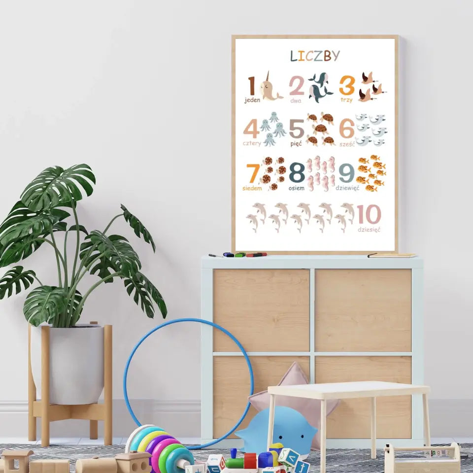 Liczby - druk na płótnie, spersonalizowany prezent dla dziecka
