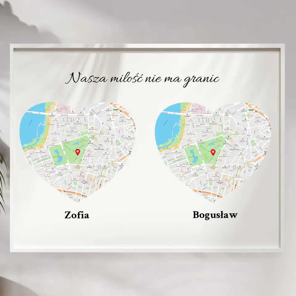 Nasza milość nie ma granic - druk na płótnie, spersonalizowany prezent dla pary