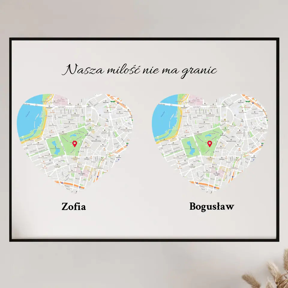Nasza milość nie ma granic - druk na płótnie, spersonalizowany prezent dla pary