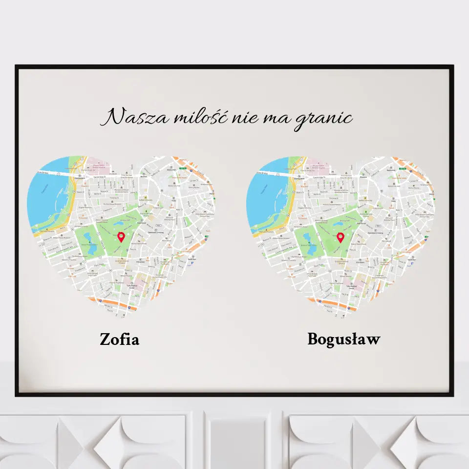 Nasza milość nie ma granic - druk na płótnie, spersonalizowany prezent dla pary