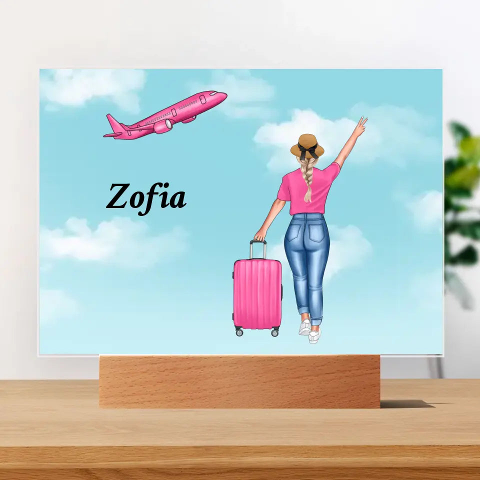 Travel girl - Druk na szkle, spersonalizowany prezent dla dziewczyny, przyjaciółki, kobiety