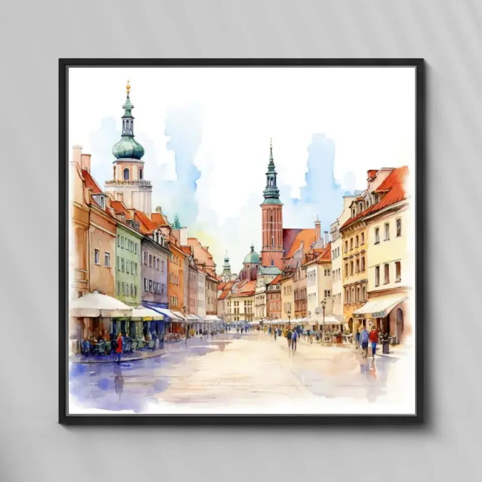 Warszawa (Akwarela) - druk na płótnie, spersonalizowany prezent