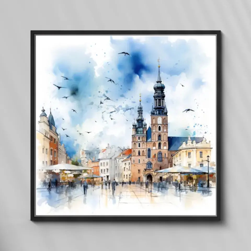 Kraków (Akwarela) - druk na płótnie, spersonalizowany prezent